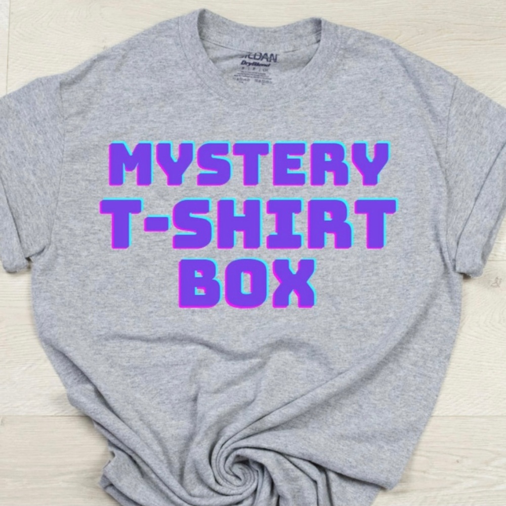 Mystery  box contains 10 assorted adult short sleeve tees